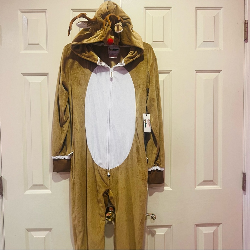 Tipsy Elves Rudolph Red Nose Reindeer Jumpsuit Onesie Size XS NWT